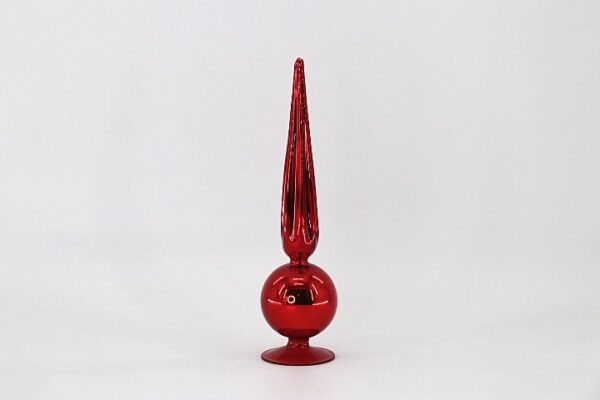 Red Mercury Glass Ball Tree Topper Finial, Swirl Accented Christmas Tree Topper Ornament