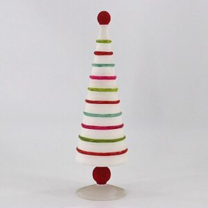 White and Red Striped Glass Christmas Tree with Baubles, Candy Cane Tabletop Tree Decoration
