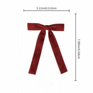 Burgundy Velvet Mini Christmas Bow, Short Tail Ribbon Ornament for Gift Craft Wreath and Table Decor, Wholesale