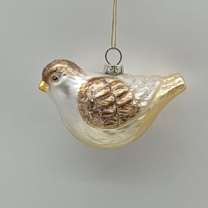 Gold Glass Dove Christmas Ornament with Brown Accents, Peace Bird Holiday Tree Hanging Decor