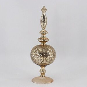 Champagne Gold Ornate Glass Tree Topper Finial, Vintage Christmas Tree Topper Ornament