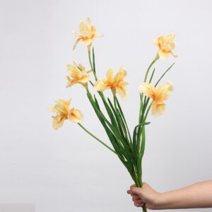 Mauve Purple Artificial Iris Bunch 6 Heads, Faux Bearded Iris Flowers for Spring Home Decor, Wholesale