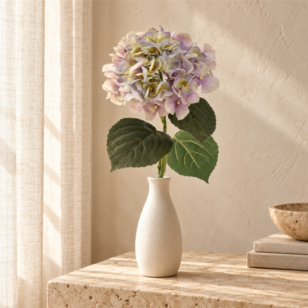 Vintage Pastel Mixed Tone Artificial Hydrangea, Single Stem Real Touch Fake Hydrangea for Wedding Centerpiece, Farmhouse Decor